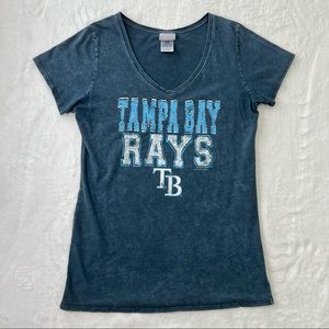 Genuine Merchandise Tampa Bay Rays Acid Wash Short Sleeve V neck Tee size Large